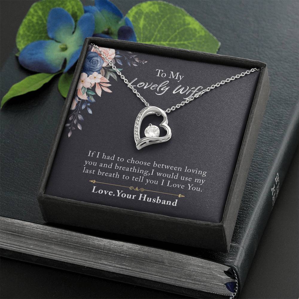 To My Lovely Wife Forever Love Necklace, Necklace Gift For Wife, Anniversary Gift For Wife, Wife Birthday Gift