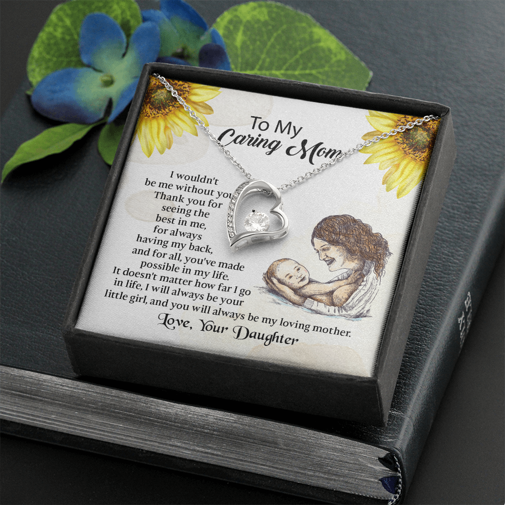 To My Mom Forever Love Necklace, Mothers Day Necklace, Mom Birthday Gift from Daughter, Message Card Jewelry For Mom