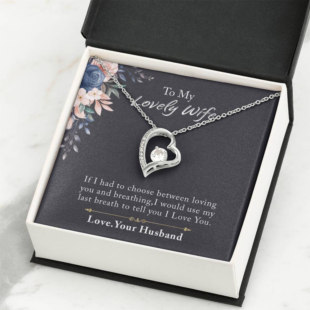 To My Lovely Wife Forever Love Necklace, Necklace Gift For Wife, Anniversary Gift For Wife, Wife Birthday Gift