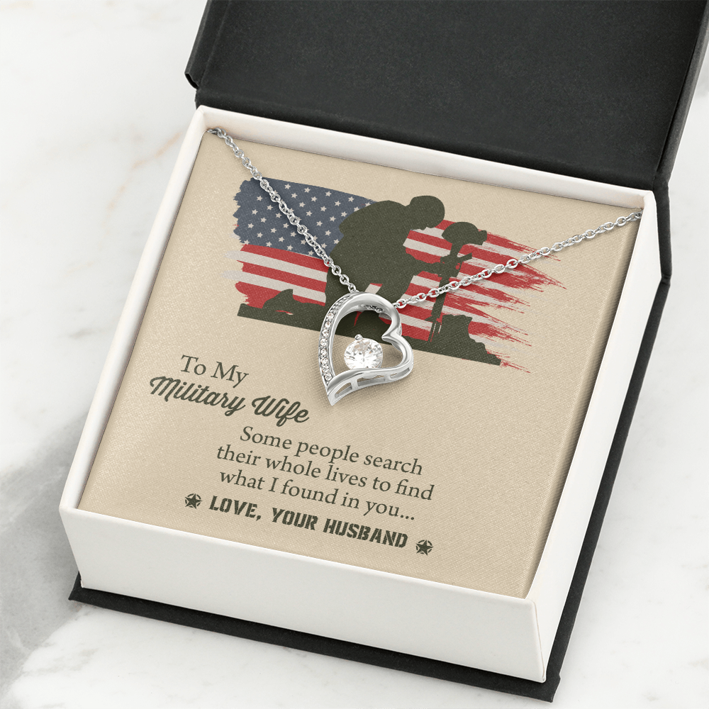 To My Military Wife Forever Love Necklace, Military Wife Gift, Gift from Husband to Wife, Anniversary Gift for Army Wife