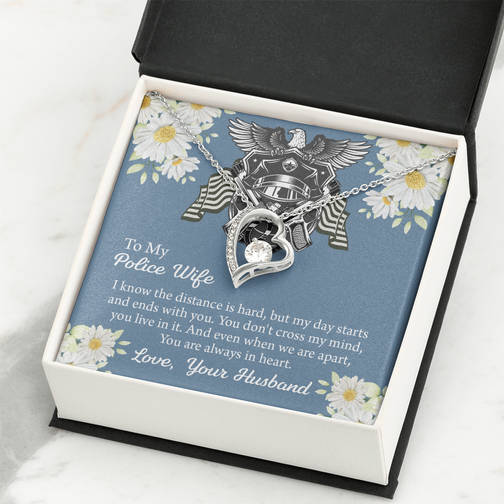 To My Police Wife Forever Love Necklace, Gift for Police Officer Wife, Police Wife Anniversary Present, Husband To Wife Birthday Gifts