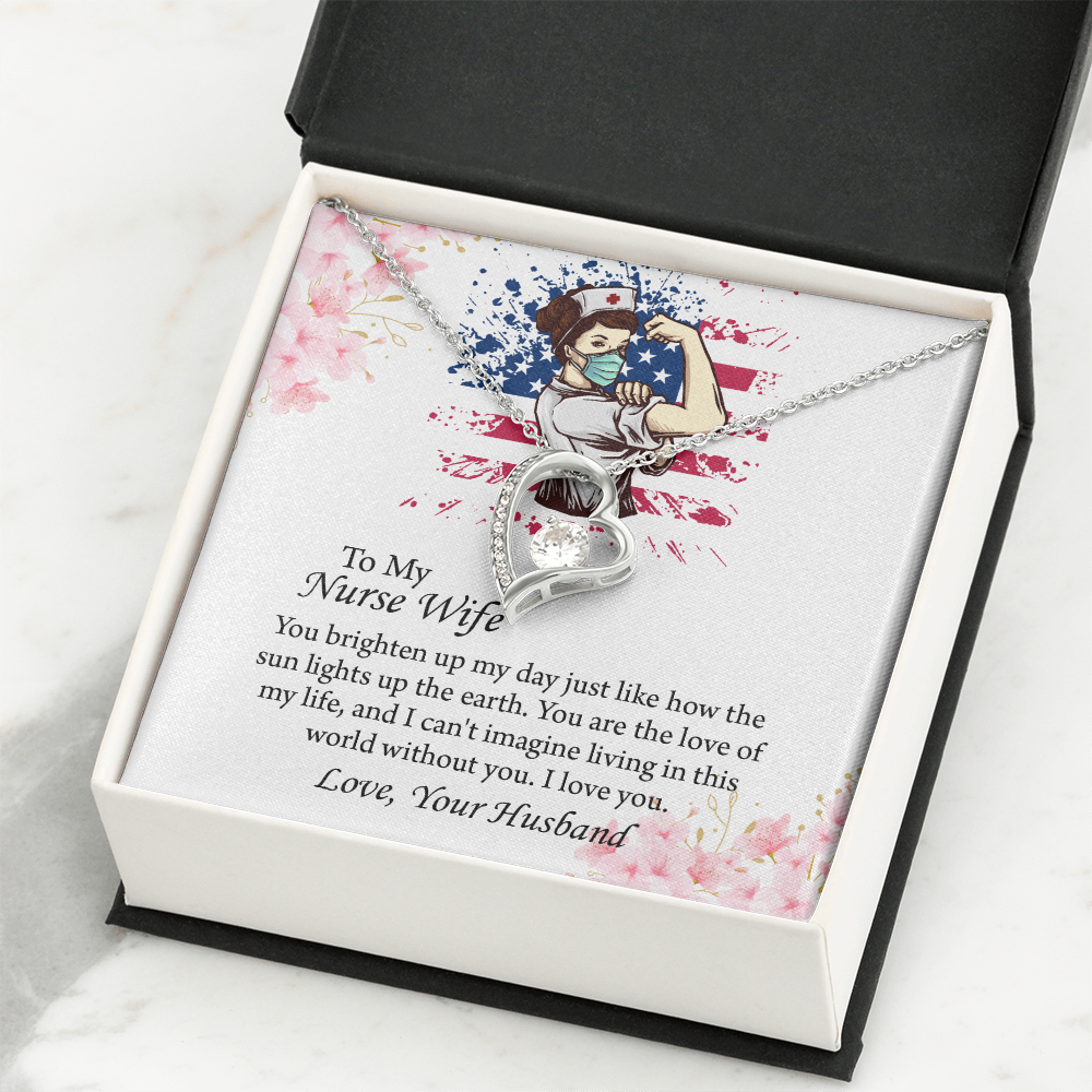To My Nurse Wife Forever Love Necklace, Anniversary Gift for Wife, Wife Birthday Gift, Nurse Graduation Jewelry Gifts