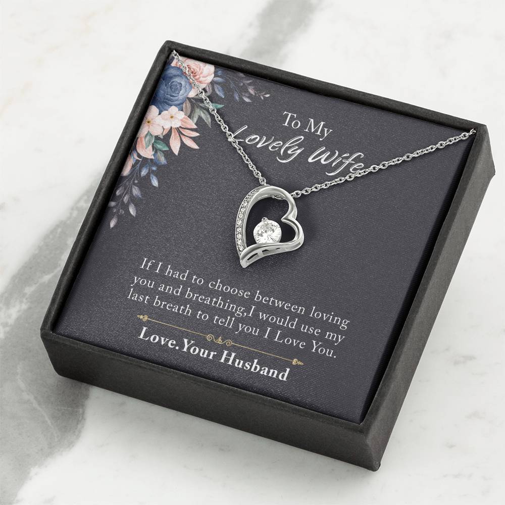 To My Lovely Wife Forever Love Necklace, Necklace Gift For Wife, Anniversary Gift For Wife, Wife Birthday Gift