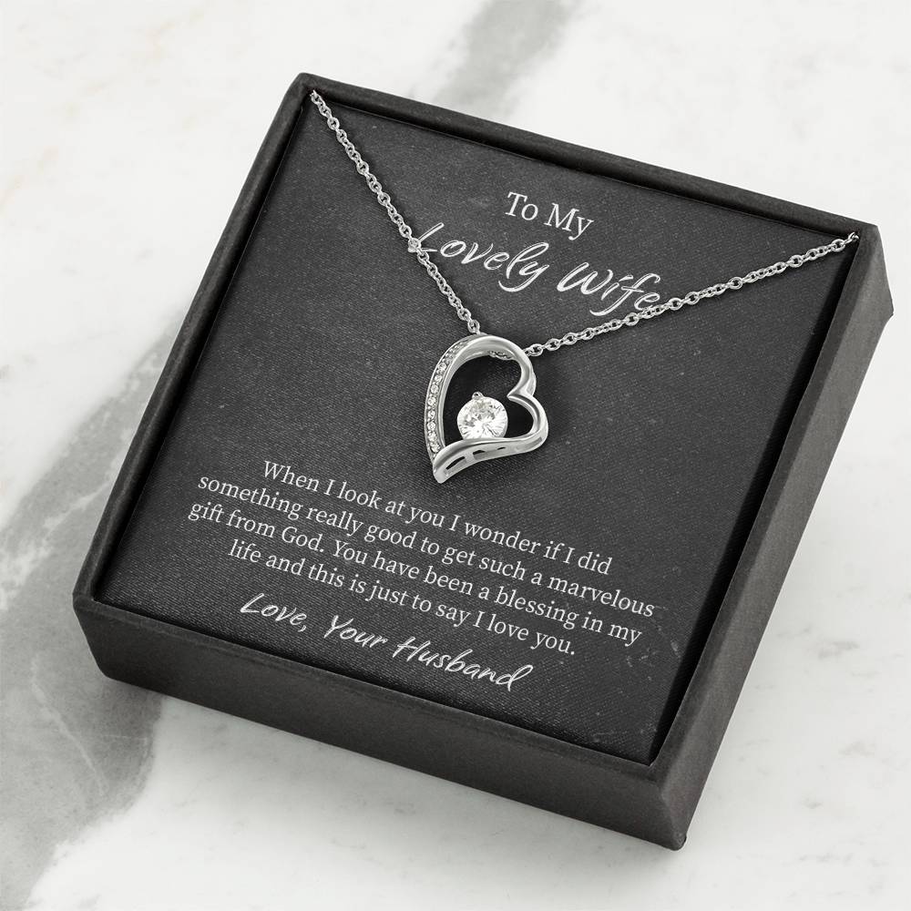 My Lovely Wife Forever Love Necklace, Romantic Anniversary Gift for Wife, Wife Birthday Gift, Necklace for Wife