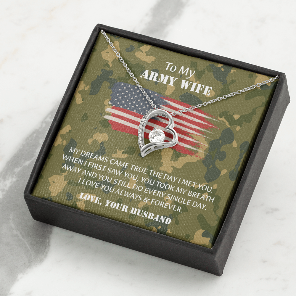 Army Wife Forever Love Necklace, Military Wife Gift, Gift from Husband to Wife, Anniversary Gift for Army Wife