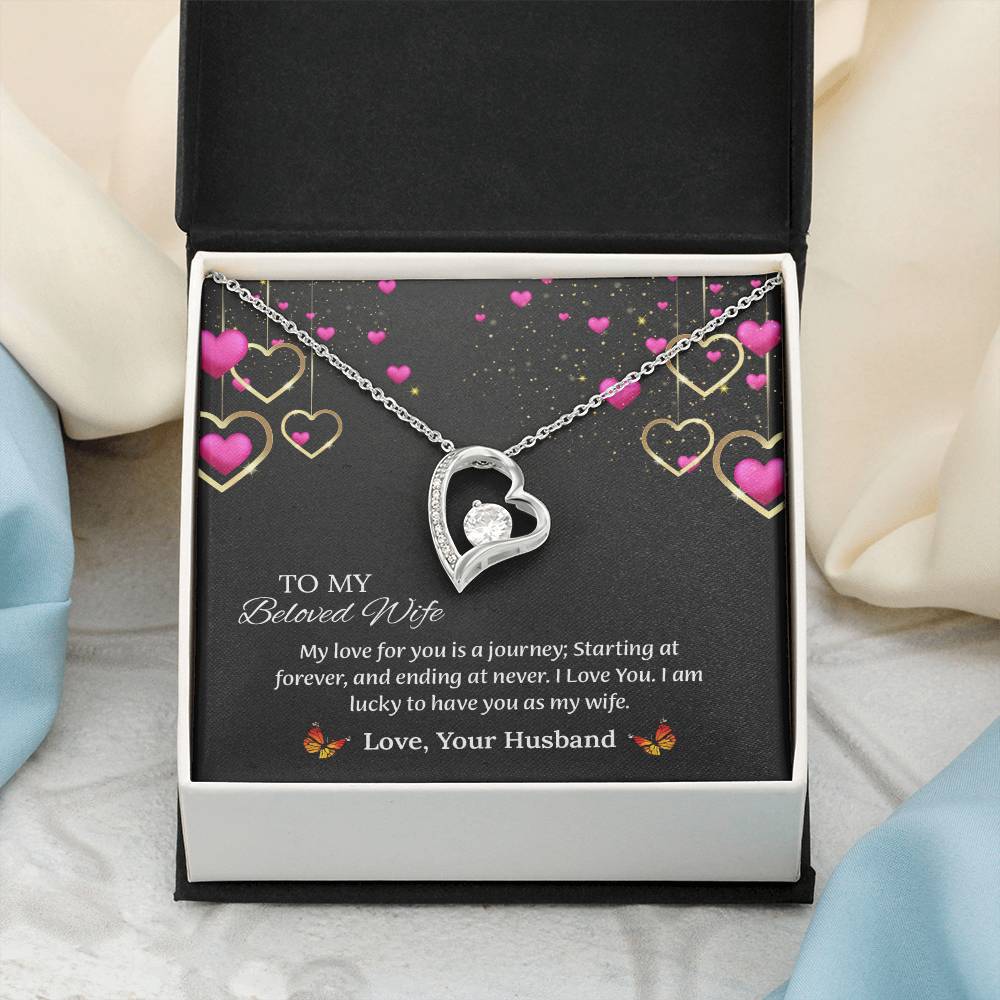 To My Beloved Wife Forever Love Necklace, Anniversary Gift For Wife, Wife Birthday Gift, Necklace For Wife