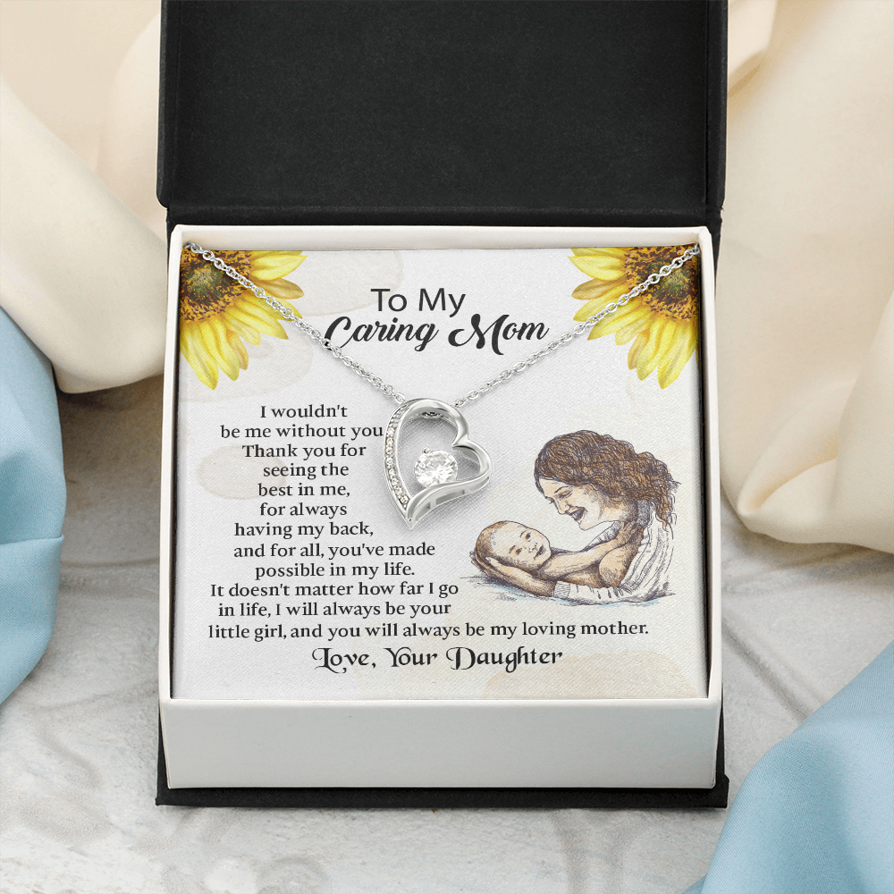 To My Mom Forever Love Necklace, Mothers Day Necklace, Mom Birthday Gift from Daughter, Message Card Jewelry For Mom