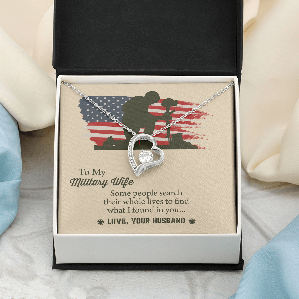 To My Military Wife Forever Love Necklace, Military Wife Gift, Gift from Husband to Wife, Anniversary Gift for Army Wife