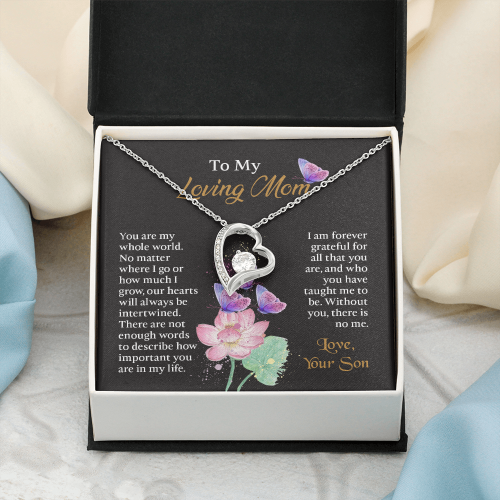 To My Mom Necklace, Mothers Day Necklace To Mom, Mom Birthday Gift from Son, Message Card Jewelry For Mom
