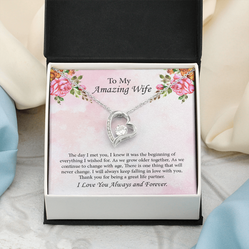 To My Amazing Wife Forever Love Necklace, Wife Jewelry, Anniversary Gift for Wife, Wife Birthday Gift, Necklace for Wife