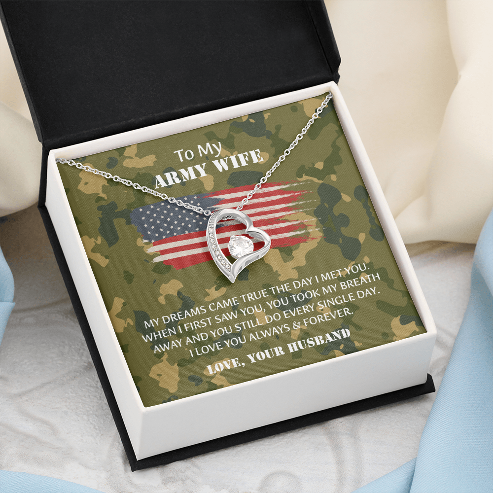 Army Wife Forever Love Necklace, Military Wife Gift, Gift from Husband to Wife, Anniversary Gift for Army Wife