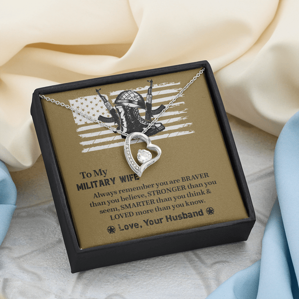 To My Military Wife Forever Love Necklace, Military Wife Gift, Gift from Husband to Wife, Anniversary Gift for Army Wife