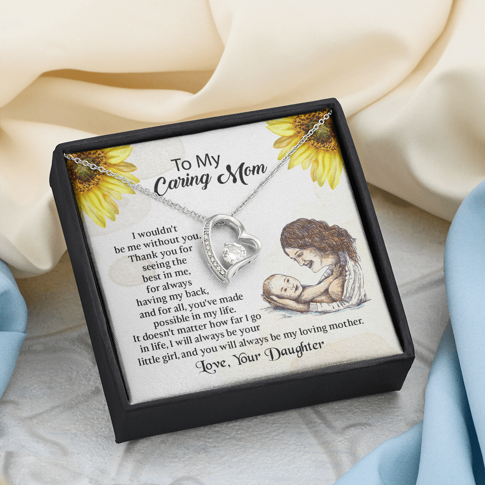 To My Mom Forever Love Necklace, Mothers Day Necklace, Mom Birthday Gift from Daughter, Message Card Jewelry For Mom