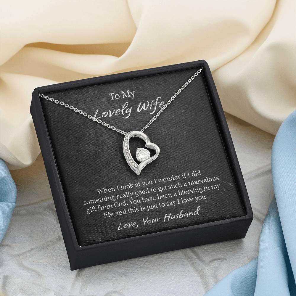 My Lovely Wife Forever Love Necklace, Romantic Anniversary Gift for Wife, Wife Birthday Gift, Necklace for Wife