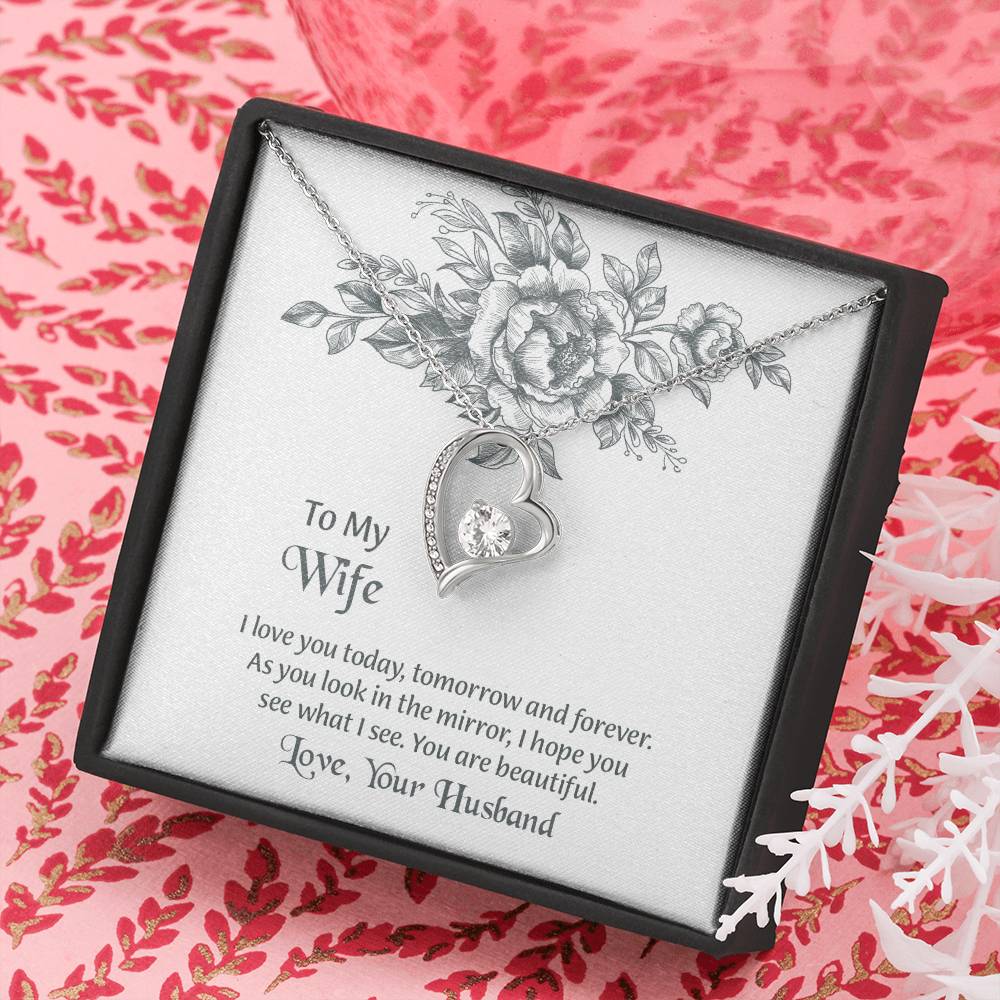 To My Wife Forever Love Necklace, Necklace For Wife, Anniversary Gift For Wife, Wife Birthday Gift