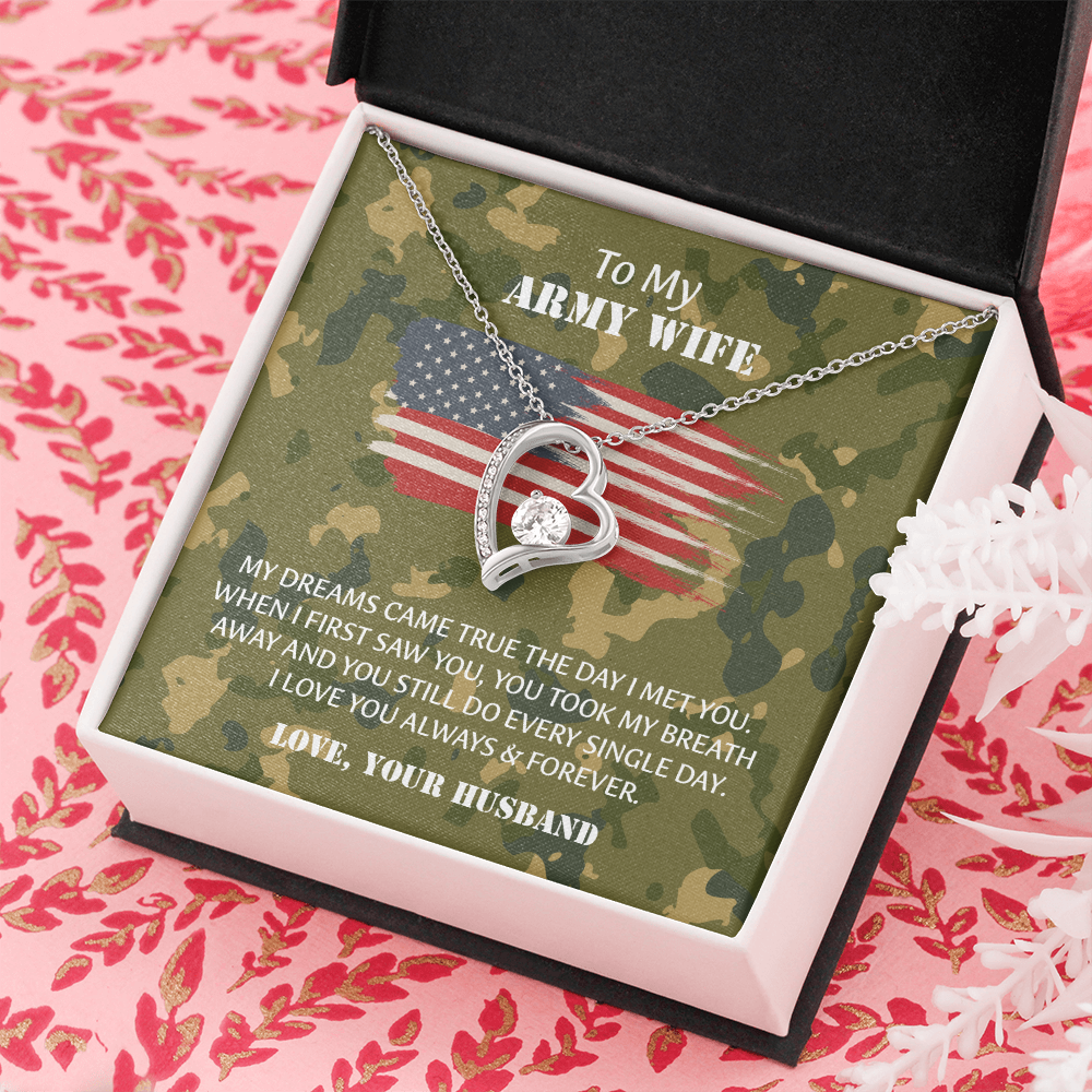 Army Wife Forever Love Necklace, Military Wife Gift, Gift from Husband to Wife, Anniversary Gift for Army Wife