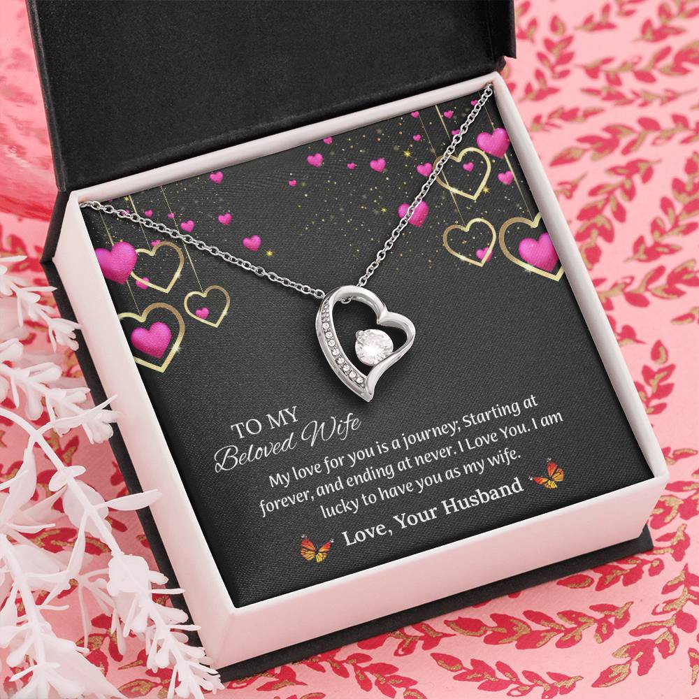 To My Beloved Wife Forever Love Necklace, Anniversary Gift For Wife, Wife Birthday Gift, Necklace For Wife