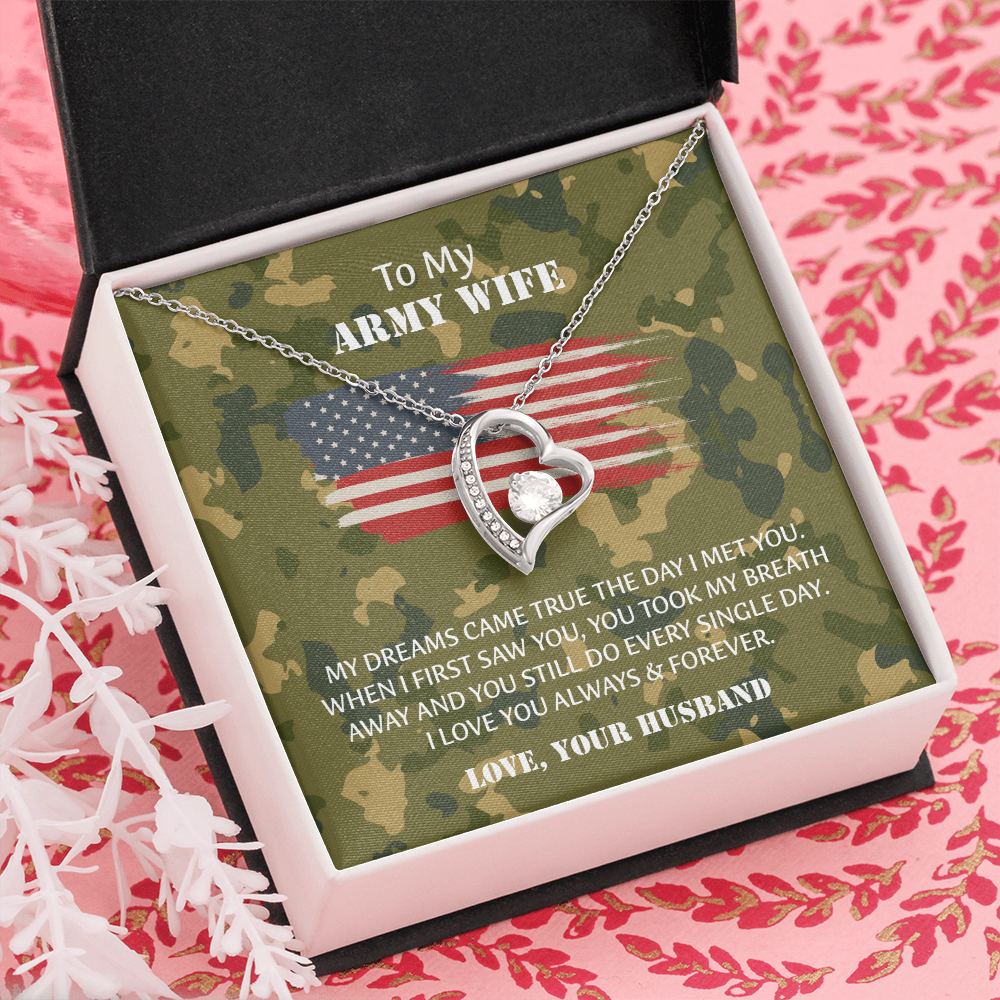 Army Wife Forever Love Necklace, Military Wife Gift, Gift from Husband to Wife, Anniversary Gift for Army Wife