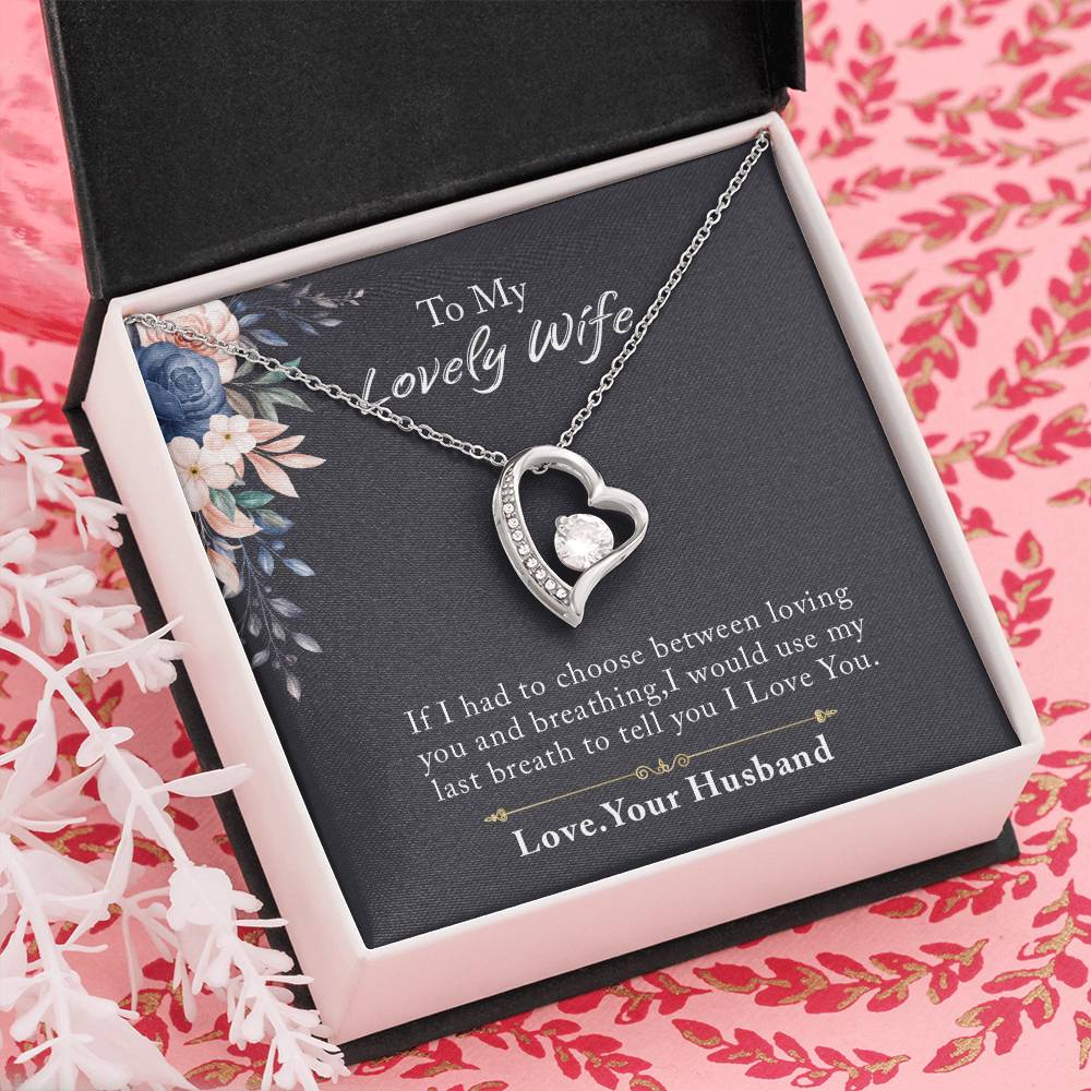 To My Lovely Wife Forever Love Necklace, Necklace Gift For Wife, Anniversary Gift For Wife, Wife Birthday Gift