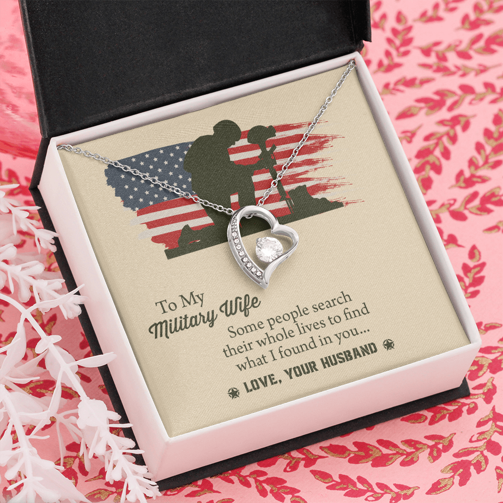 To My Military Wife Forever Love Necklace, Military Wife Gift, Gift from Husband to Wife, Anniversary Gift for Army Wife