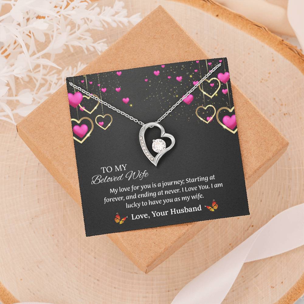 To My Beloved Wife Forever Love Necklace, Anniversary Gift For Wife, Wife Birthday Gift, Necklace For Wife