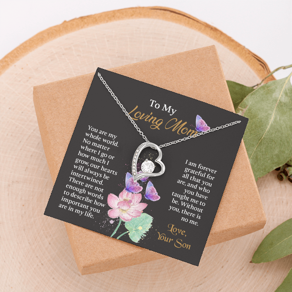 To My Mom Necklace, Mothers Day Necklace To Mom, Mom Birthday Gift from Son, Message Card Jewelry For Mom