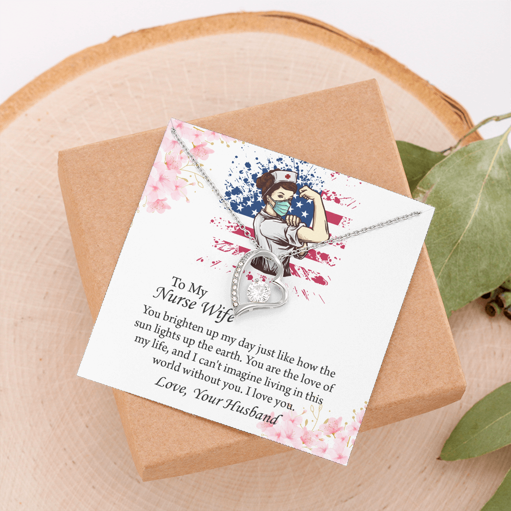 To My Nurse Wife Forever Love Necklace, Anniversary Gift for Wife, Wife Birthday Gift, Nurse Graduation Jewelry Gifts