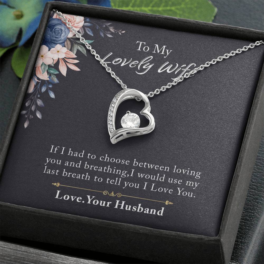 To My Lovely Wife Forever Love Necklace, Necklace Gift For Wife, Anniversary Gift For Wife, Wife Birthday Gift