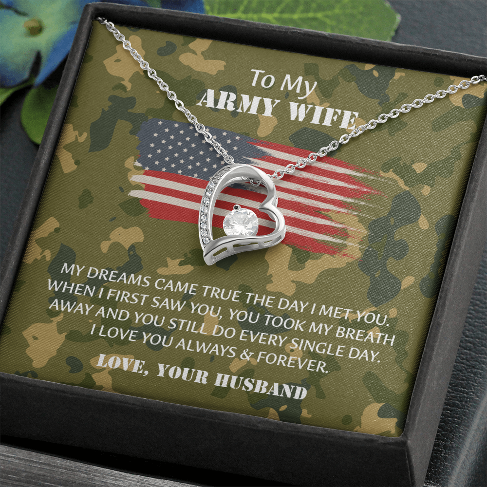 Army Wife Forever Love Necklace, Military Wife Gift, Gift from Husband to Wife, Anniversary Gift for Army Wife