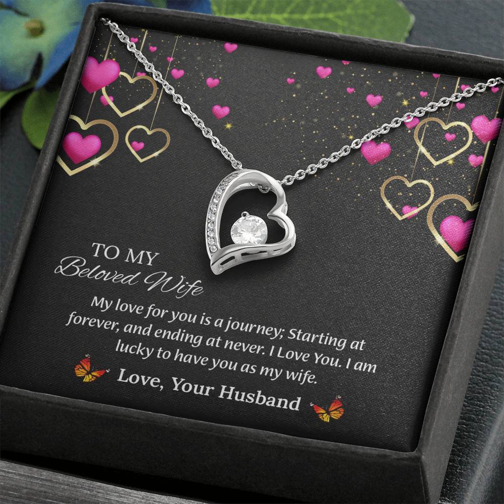To My Beloved Wife Forever Love Necklace, Anniversary Gift For Wife, Wife Birthday Gift, Necklace For Wife