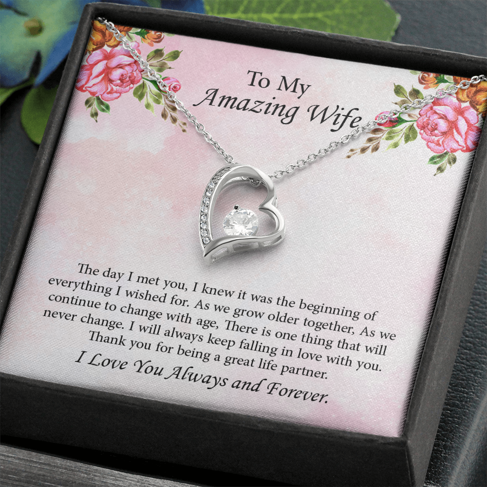 To My Amazing Wife Forever Love Necklace, Wife Jewelry, Anniversary Gift for Wife, Wife Birthday Gift, Necklace for Wife