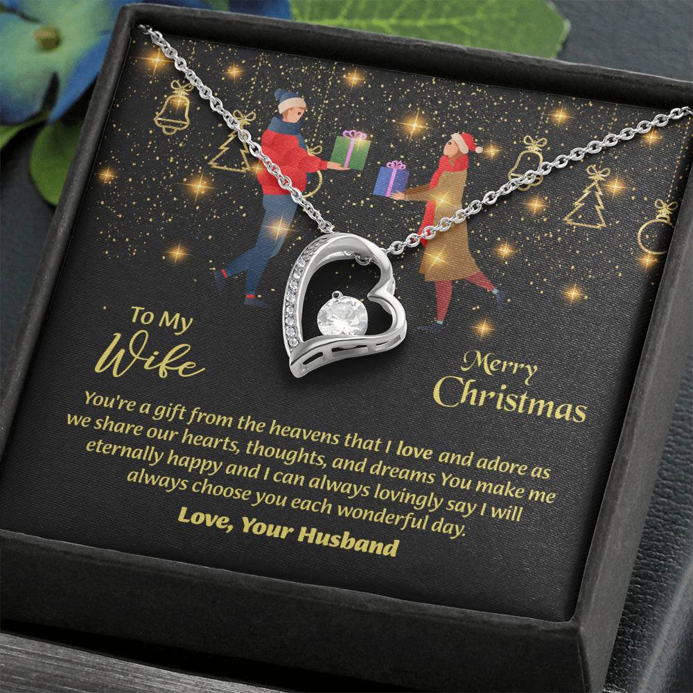 To My Wife Necklace, Love Message Card For Christmas Occasion, Sentimental Gift For Wife, Meaningful Gift For Her, Romantic Jewelry For Wife