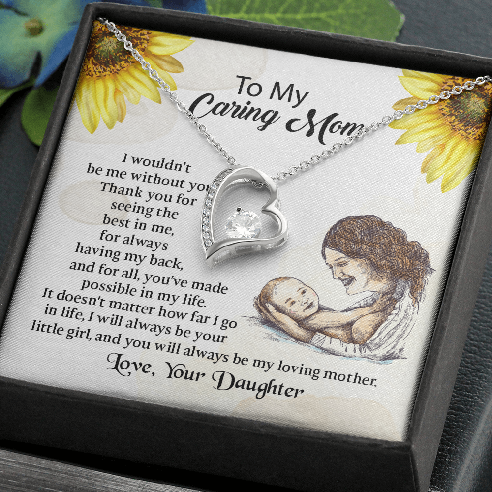 To My Mom Forever Love Necklace, Mothers Day Necklace, Mom Birthday Gift from Daughter, Message Card Jewelry For Mom