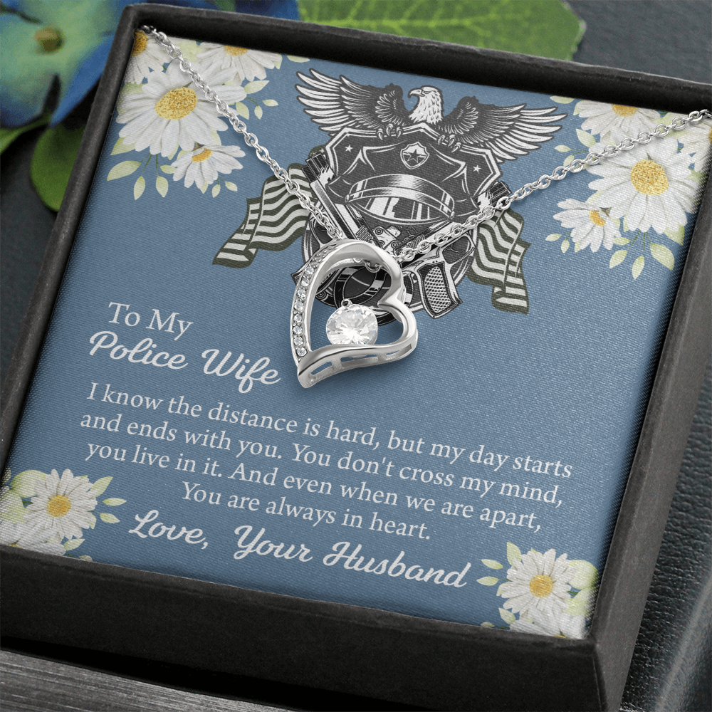 To My Police Wife Forever Love Necklace, Gift for Police Officer Wife, Police Wife Anniversary Present, Husband To Wife Birthday Gifts