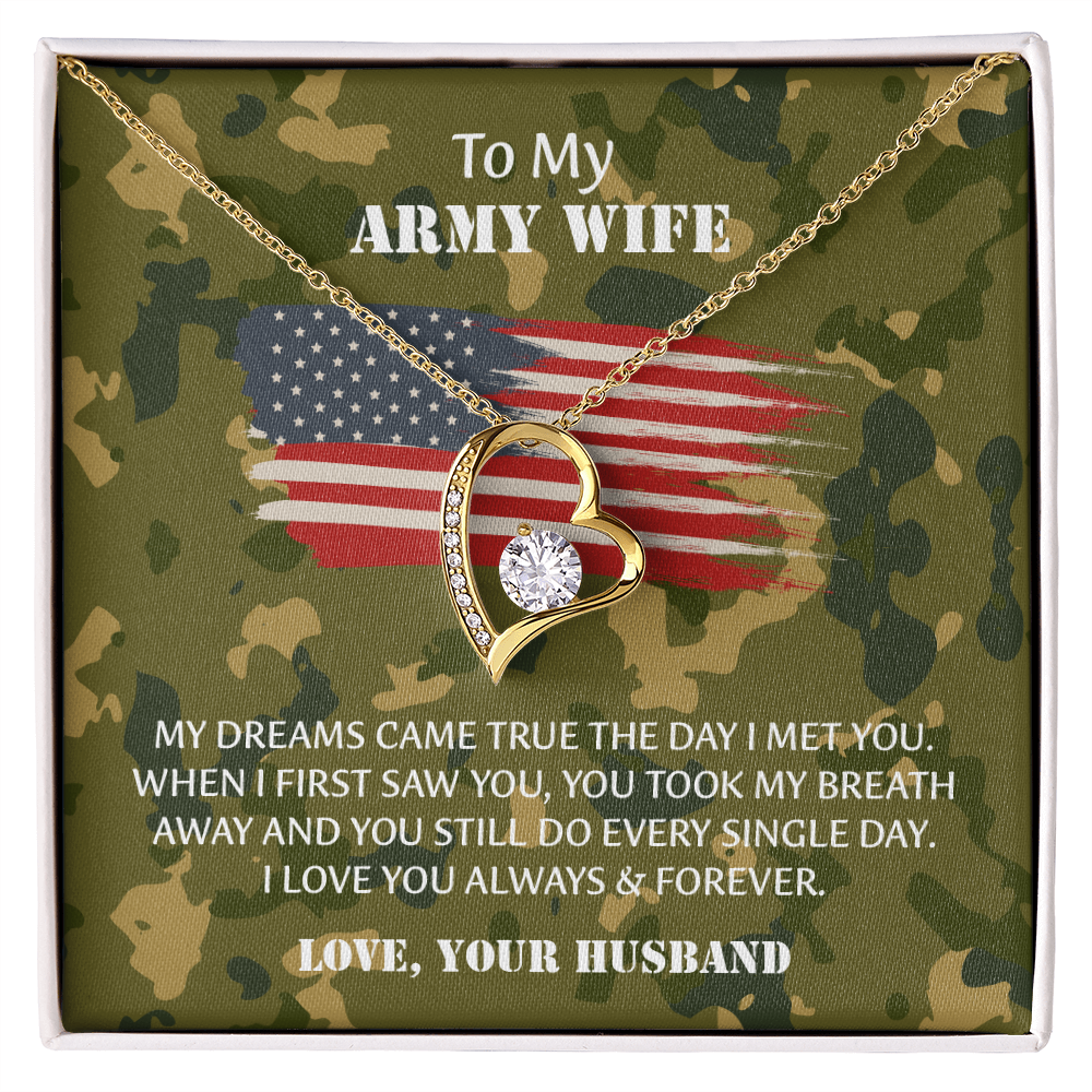 Army Wife Forever Love Necklace, Military Wife Gift, Gift from Husband to Wife, Anniversary Gift for Army Wife