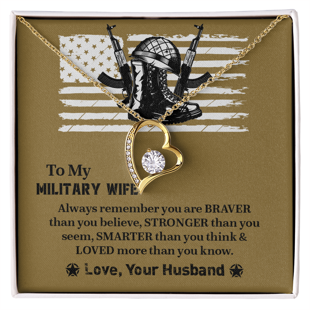 To My Military Wife Forever Love Necklace, Military Wife Gift, Gift from Husband to Wife, Anniversary Gift for Army Wife