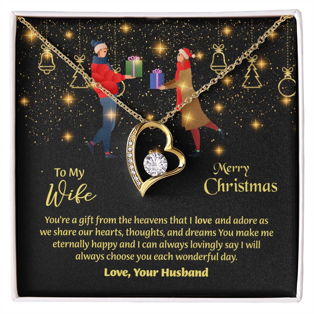 To My Wife Necklace, Love Message Card For Christmas Occasion, Sentimental Gift For Wife, Meaningful Gift For Her, Romantic Jewelry For Wife