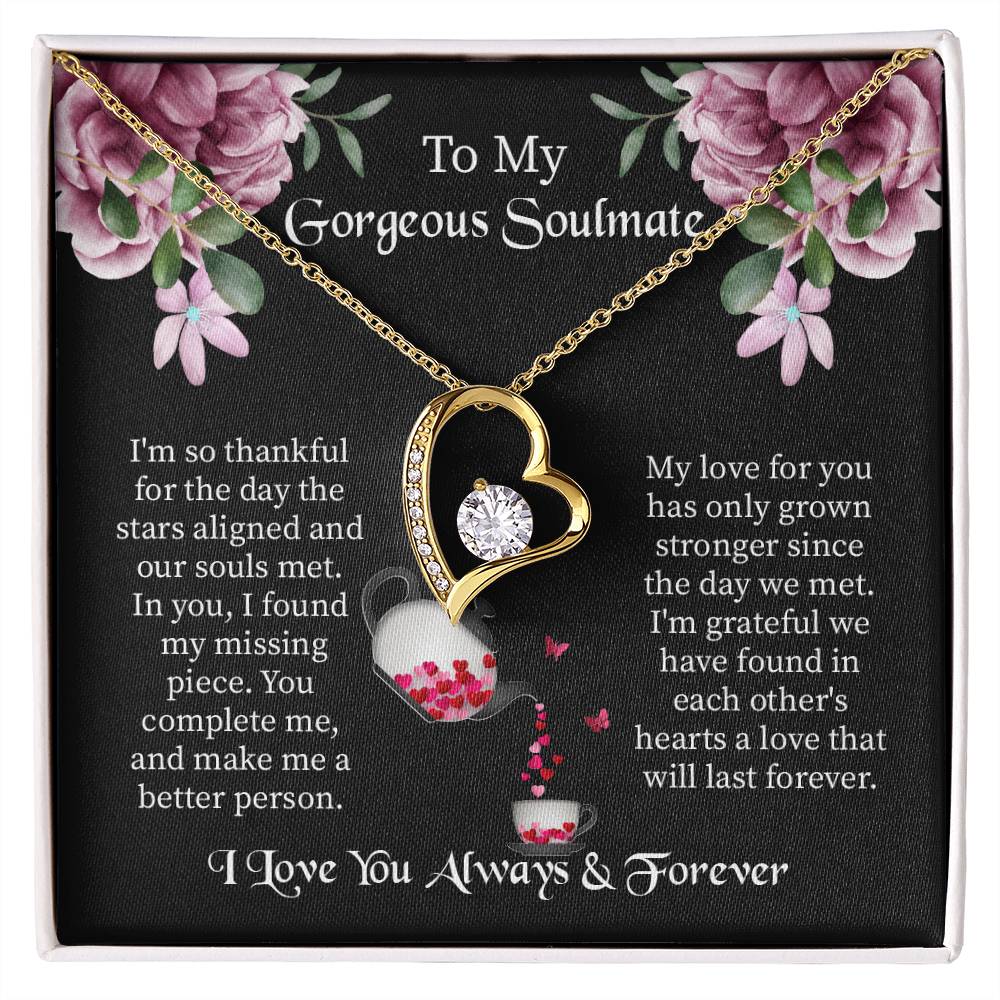 UNIDAZE To My Gorgeous Soulmate Necklace, Soulmate Gift, Soulmate Necklace, Gift For Her, Fiancée Gift, Anniversary Necklace, Gift for Wife. ShineOn Fulfillment C30025TG C30025TR lx-C30025 PB23-WOOD PT-781 TNM-1 USER-188348