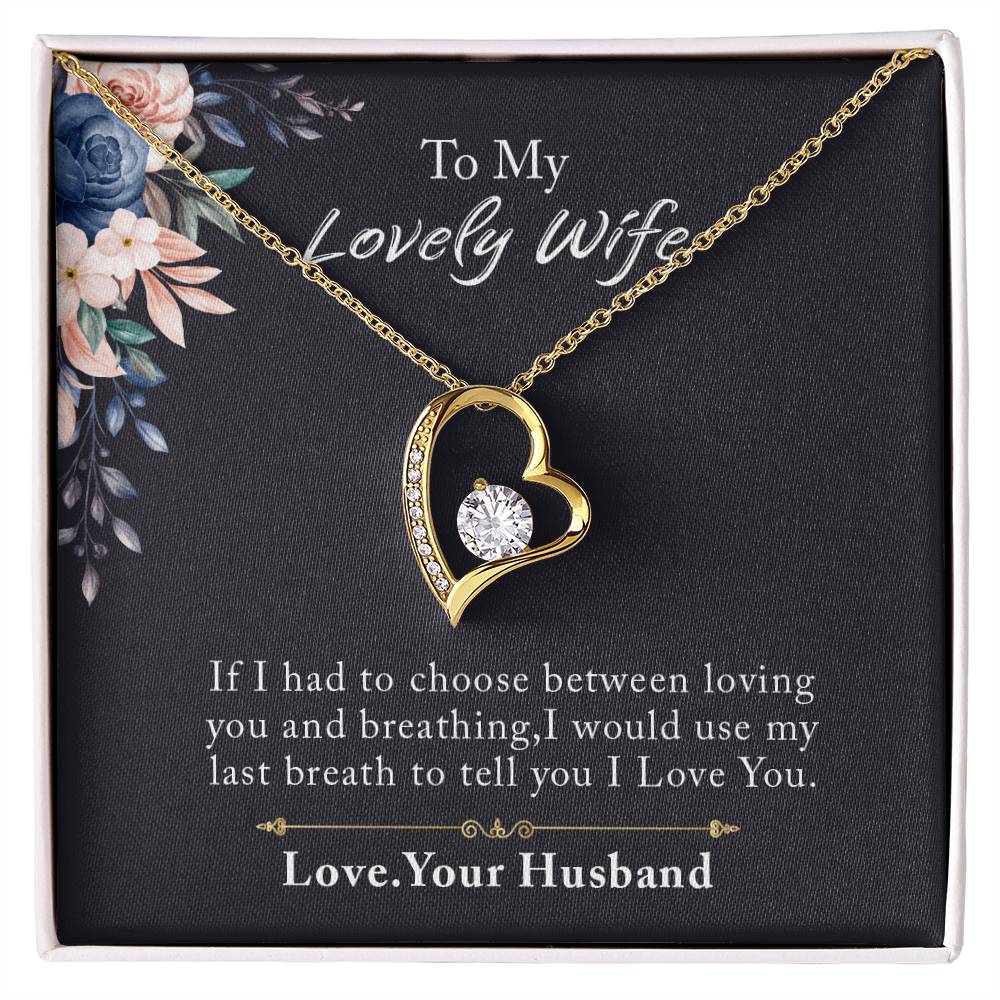 To My Lovely Wife Forever Love Necklace, Necklace Gift For Wife, Anniversary Gift For Wife, Wife Birthday Gift