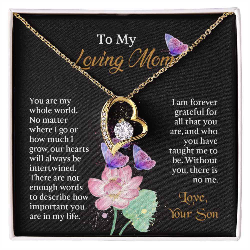 To My Mom Necklace, Mothers Day Necklace To Mom, Mom Birthday Gift from Son, Message Card Jewelry For Mom