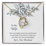 To My Wife Forever Love Necklace, Necklace For Wife, Anniversary Gift For Wife, Wife Birthday Gift