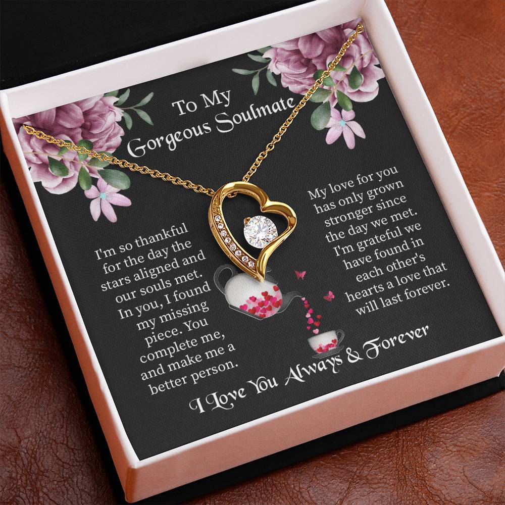 UNIDAZE To My Gorgeous Soulmate Necklace, Soulmate Gift, Soulmate Necklace, Gift For Her, Fiancée Gift, Anniversary Necklace, Gift for Wife. ShineOn Fulfillment C30025TG C30025TR lx-C30025 PB23-WOOD PT-781 TNM-1 USER-188348