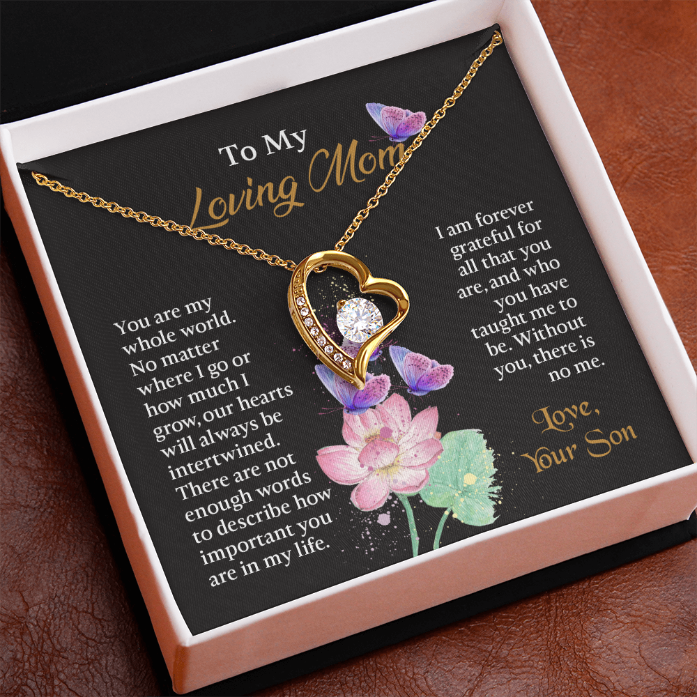 To My Mom Necklace, Mothers Day Necklace To Mom, Mom Birthday Gift from Son, Message Card Jewelry For Mom