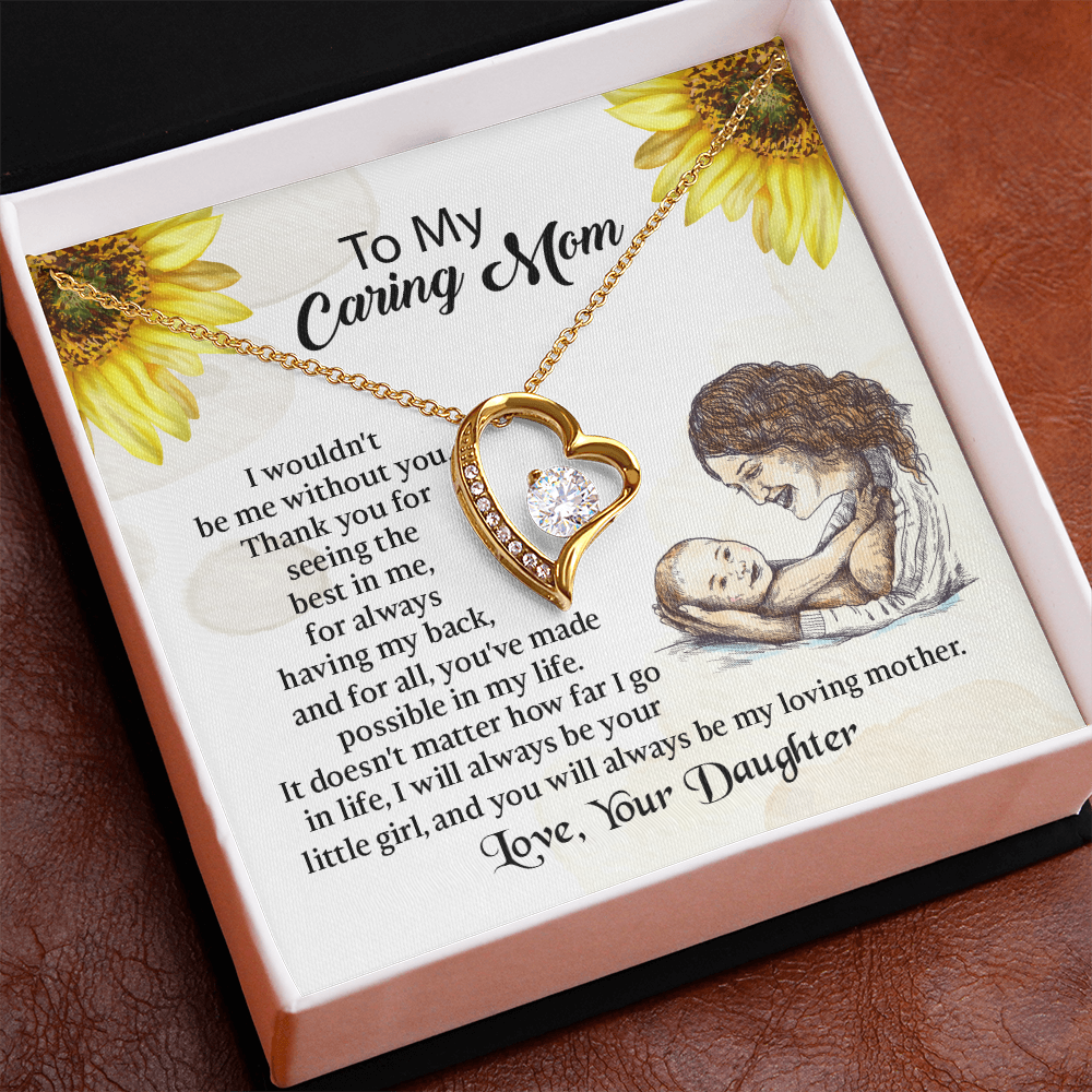 To My Mom Forever Love Necklace, Mothers Day Necklace, Mom Birthday Gift from Daughter, Message Card Jewelry For Mom