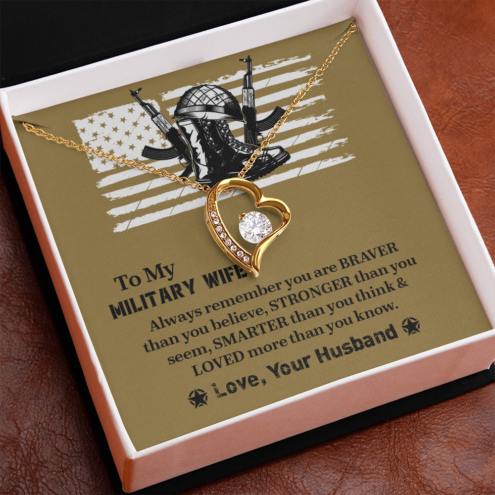 To My Military Wife Forever Love Necklace, Military Wife Gift, Gift from Husband to Wife, Anniversary Gift for Army Wife