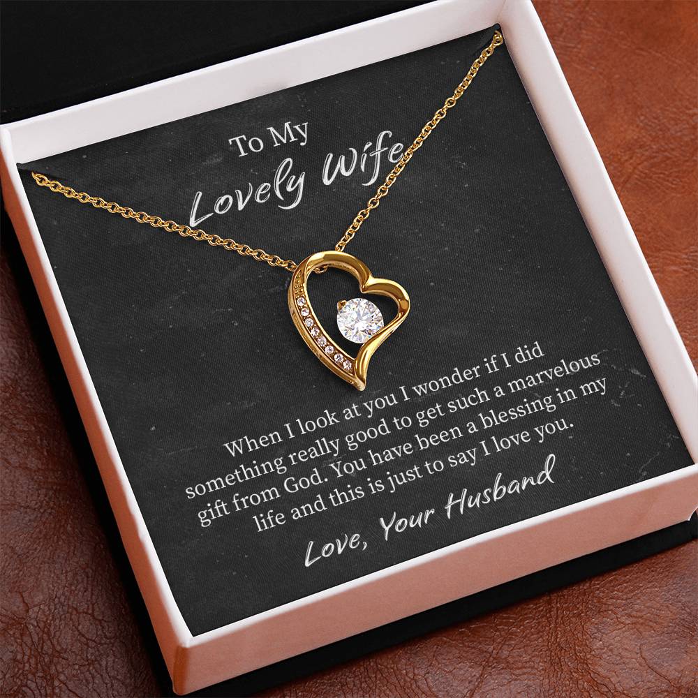 My Lovely Wife Forever Love Necklace, Romantic Anniversary Gift for Wife, Wife Birthday Gift, Necklace for Wife