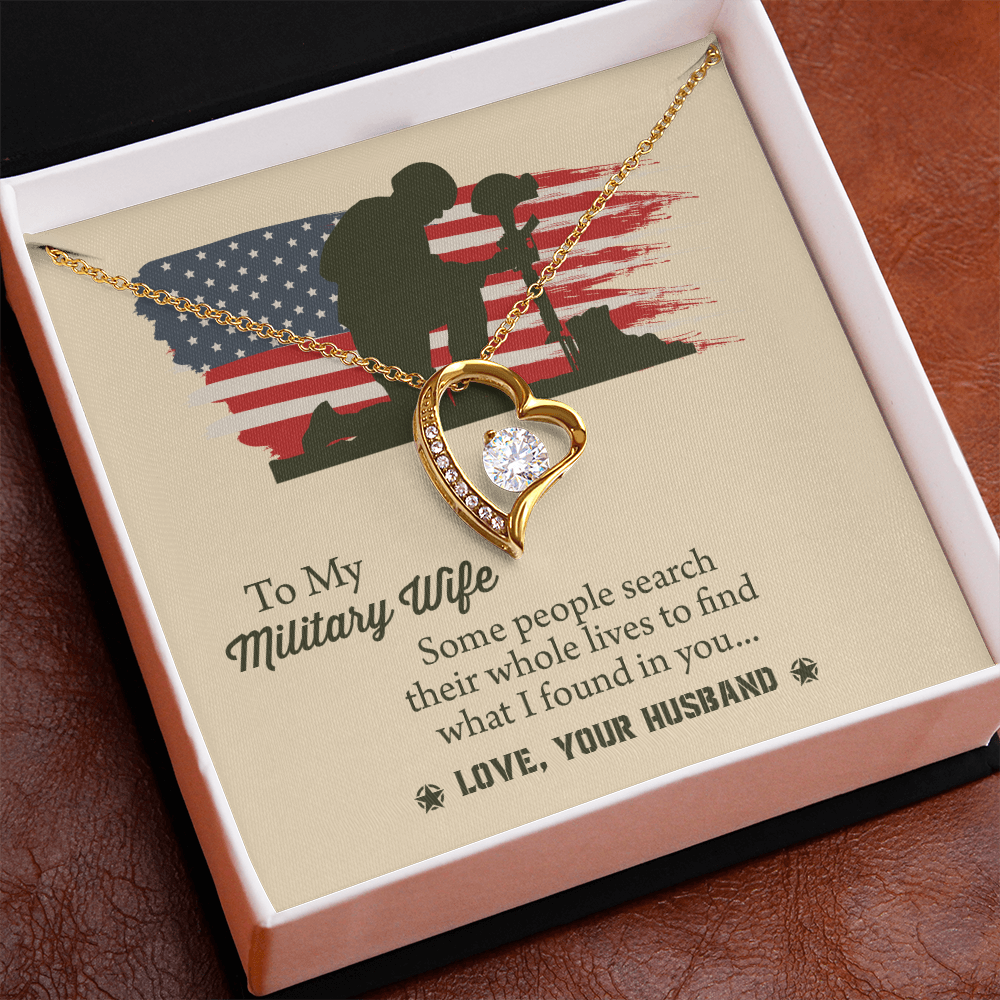 To My Military Wife Forever Love Necklace, Military Wife Gift, Gift from Husband to Wife, Anniversary Gift for Army Wife