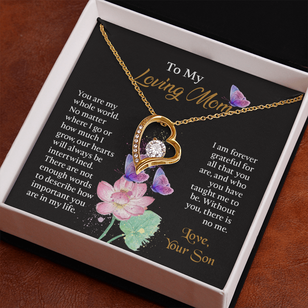 To My Mom Necklace, Mothers Day Necklace To Mom, Mom Birthday Gift from Son, Message Card Jewelry For Mom