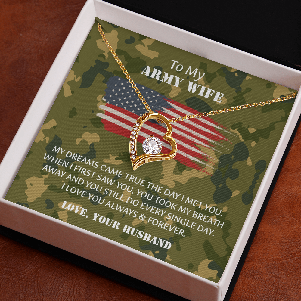 Army Wife Forever Love Necklace, Military Wife Gift, Gift from Husband to Wife, Anniversary Gift for Army Wife