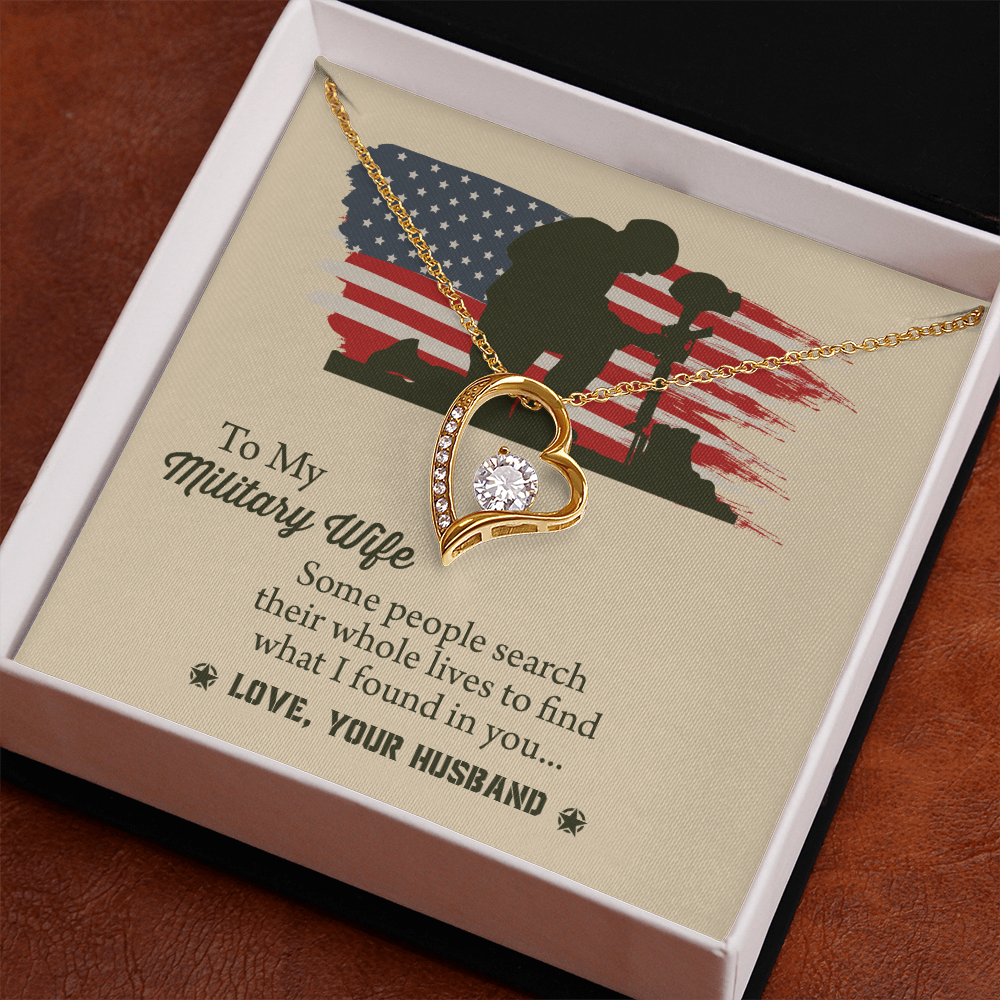 To My Military Wife Forever Love Necklace, Military Wife Gift, Gift from Husband to Wife, Anniversary Gift for Army Wife